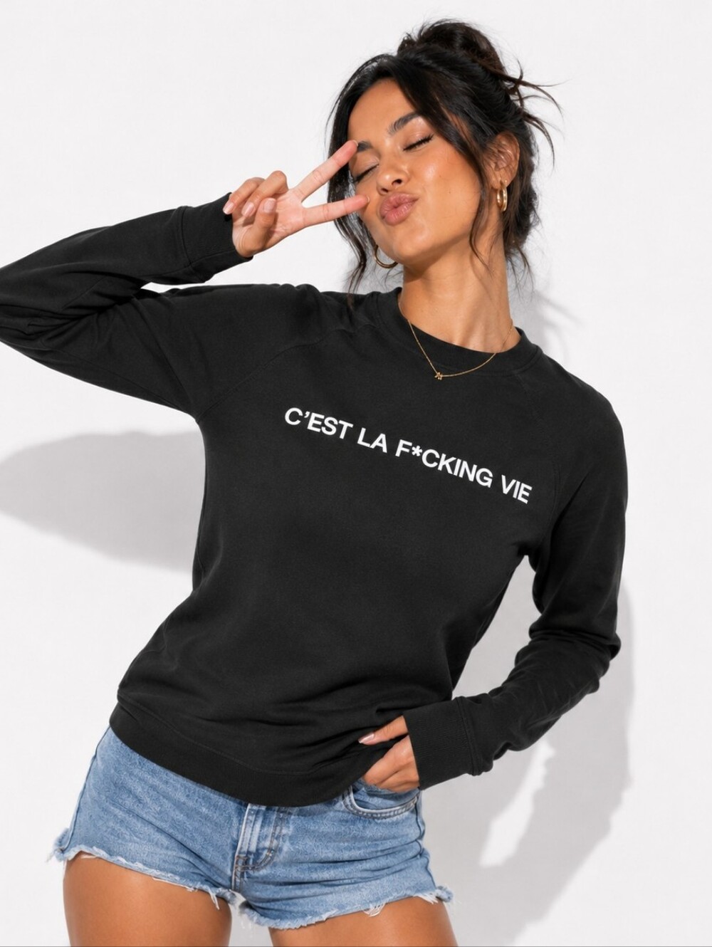 La Jet Society ($180) C’est La F*cking Vie Oversized Graphic Sweatshirt